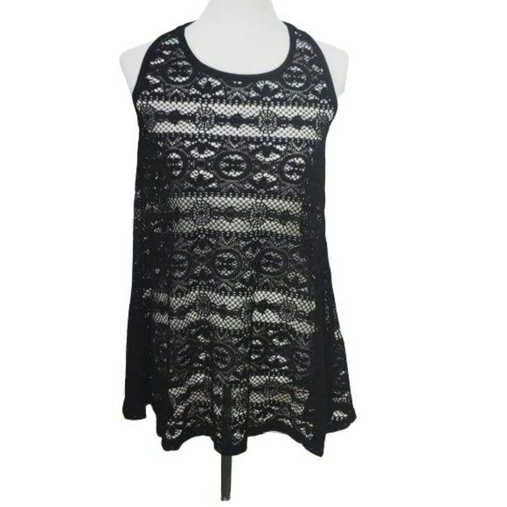 West‎ loop black lace beach medium cover up dress